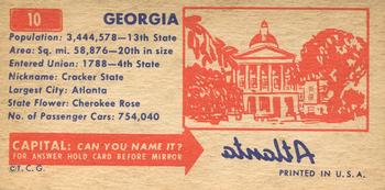 1953 Topps License Plates (R714-13) #10 Georgia Back