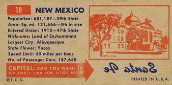 1953 Topps License Plates (R714-13) #18 New Mexico Back