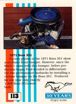 1994 Performance Years Mustang Cards II (30 Years) #113 1971 Boss 351 Back