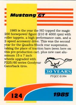 1994 Performance Years Mustang Cards II (30 Years) #124 1985 Mustang GT Back