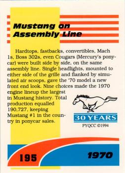 1994 Performance Years Mustang Cards II (30 Years) #195 1970 Assembly Line Back