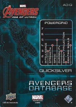 2015 Upper Deck Avengers Age of Ultron - Avengers' Database #AD-Q Quicksilver Back