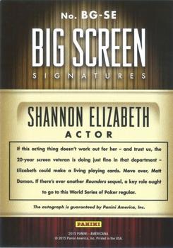 2015 Panini Americana - Big Screen Signatures #BG-SE Shannon Elizabeth Back