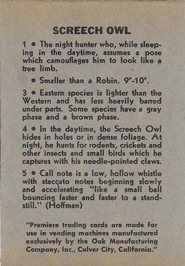1958 Oak Manufacturing Birds #NNO Screech Owl Back