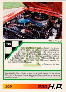 1992 PYQCC Muscle Cards II #109 1968 Ford Mustang GT Back