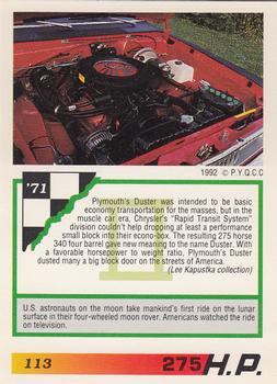 1992 PYQCC Muscle Cards II #113 1971 Plymouth Duster Back