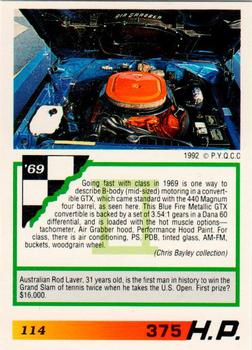 1992 PYQCC Muscle Cards II #114 1969 Plymouth GTX Back