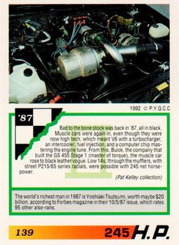 1992 PYQCC Muscle Cards II #139 1987 Buick Grand National Back