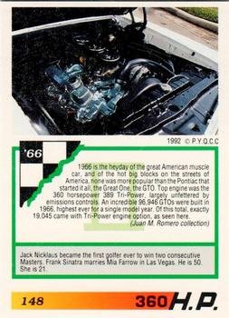 1992 PYQCC Muscle Cards II #148 1966 Pontiac GTO Back