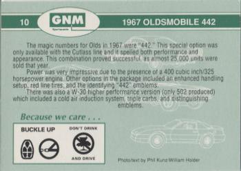 1992 GNM Road Warriors #10 1967 Olsmobile 442 Back