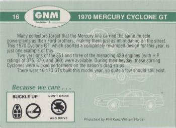 1992 GNM Road Warriors #16 1970 Mercury Cyclone GT Back