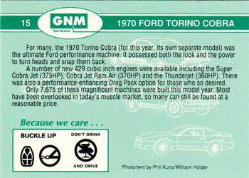 1992 GNM Road Warriors #15 1970 Ford Torino Cobra Back