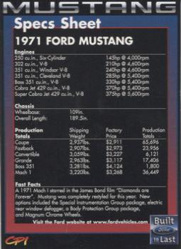 1999 Mustang 35th Anniversary #NNO 1971 Convertible Back