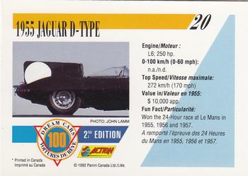 1992 Panini Dream Cars 2nd Edition #20 1955 Jaguar D-Type Back