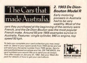 1991 Sanitarium Weet-Bix The Cars That Made Australia #2 1903 De Dion Bouton Model R Back
