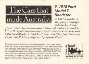 1991 Sanitarium Weet-Bix The Cars That Made Australia #9 1918 Ford Model T Roadster Back