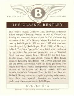 1997 Golden Era Classic Bentley #NNO Title Card Back