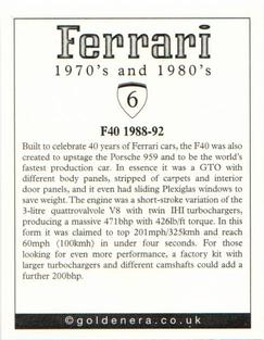 2003 Golden Era Ferrari 1970s and 1980s #6 F40 Back