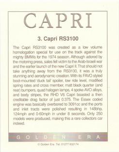 1995 Golden Era The Ford Capri #3 Ford Capri RS3100 Back