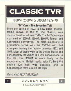 1997 Golden Era Classic TVR #1 Classic TVR Back