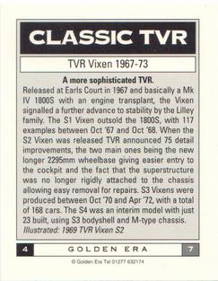 1997 Golden Era Classic TVR #4 TVR Vixen Back