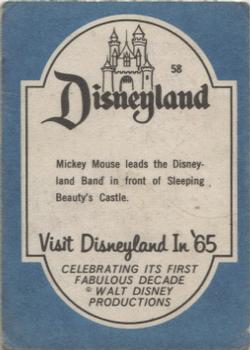 1965 Donruss Disneyland (Blue Back) #58 Mickey Mouse Leads the Disneyland Band in Front of Sleeping Beauty's Castle Back