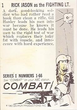 1963 Donruss Combat! (Series I) #1 Rick Jason as the Fighting Lt. Back
