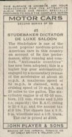 1937 Player's Motor Cars Second Series #45 Studebaker Dictator De Luxe Saloon Back