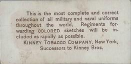1888 Kinney Tobacco Military (N224) #NNO Ordnance Sergeant, U.S.A. 1886 Back