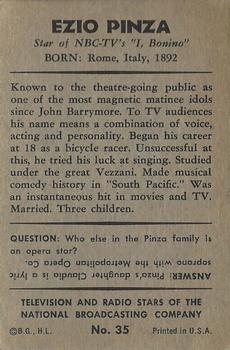 1953 Bowman Television and Radio Stars of the NBC (R701-15) #35 Ezio Pinza Back