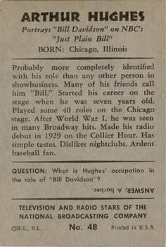 1953 Bowman Television and Radio Stars of the NBC (R701-15) #48 Arthur Hughes Back