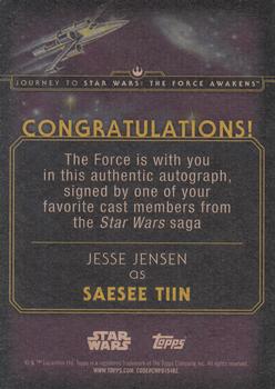 2015 Topps Star Wars Journey to the Force Awakens - Autographs #NNO Jesse Jensen Back