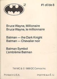 1989 DC Comics Batman Motion Cards #1 Bruce Wayne / Batman / Batman Symbol Back
