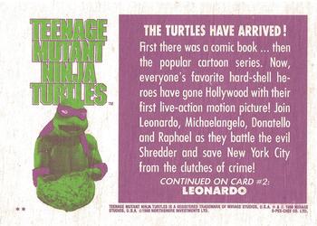 1990 O-Pee-Chee Teenage Mutant Ninja Turtles: The Movie #1 Title Card Back