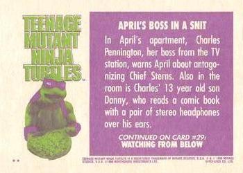 1990 O-Pee-Chee Teenage Mutant Ninja Turtles: The Movie #28 April's Boss in a Snit Back