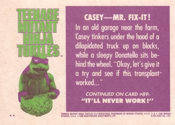 1990 O-Pee-Chee Teenage Mutant Ninja Turtles: The Movie #88 Casey -- Mr. Fix-It! Back
