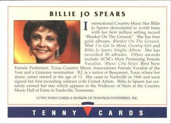 1992 Tenny Super Country Music #NNO Billie Jo Spears Back