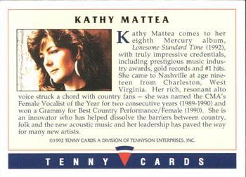 1992 Tenny Super Country Music #NNO Kathy Mattea Back