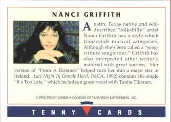 1992 Tenny Super Country Music #NNO Nanci Griffith Back