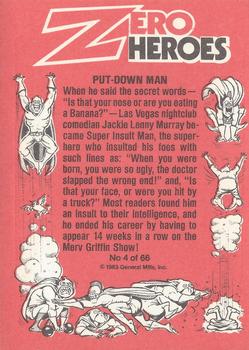 1983 Donruss Zero Heroes #4 Put-Down Man Back