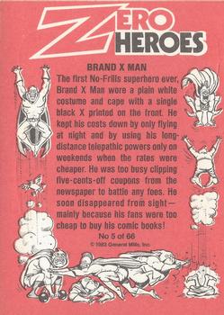 1983 Donruss Zero Heroes #5 Brand X Man Back