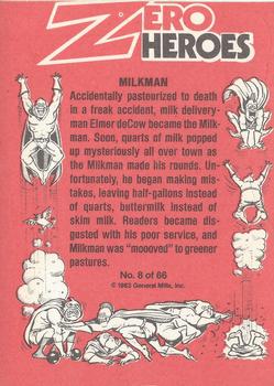 1983 Donruss Zero Heroes #8 Milk Man Back