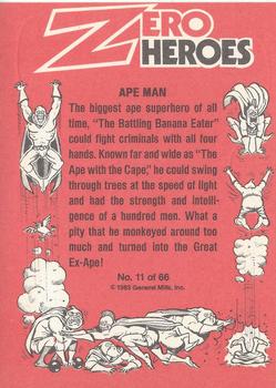 1983 Donruss Zero Heroes #11 Ape Man Back