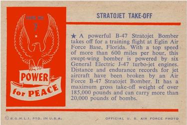 1954 Bowman Power for Peace (R701-10) #7 STRATOJET TAKE-OFF Back