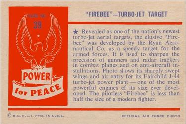 1954 Bowman Power for Peace (R701-10) #39 FIREBEE - TURBO-JET TARGET Back