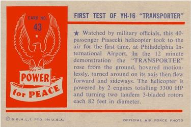 1954 Bowman Power for Peace (R701-10) #43 FIRST TEST OF YH-16 TRANSPORTER Back