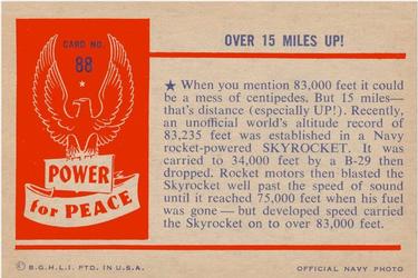 1954 Bowman Power for Peace (R701-10) #88 OVER 15 MILES UP! Back