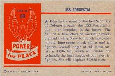 1954 Bowman Power for Peace (R701-10) #89 USS FORRESTAL Back