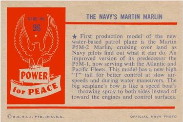 1954 Bowman Power for Peace (R701-10) #96 THE NAVY'S MARTIN MARLIN Back