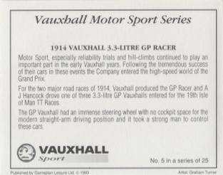 1993 Vauxhall Motor Sports Series #5 1914 Vauxhall 3.3-Litre GP Racer Back